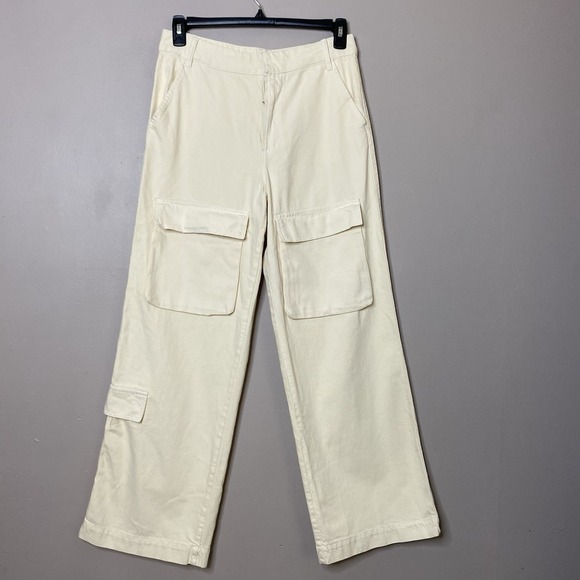 Zara Pants - ZARA Women Jeans Sz S High Waisted Baggy Loose‎ Fit Wide Leg  Cargo Pants Beige